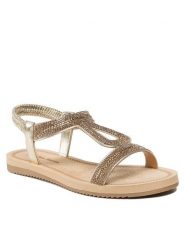 Clara Barson Sandały WSS20835-01A Złoty. Żółte sandały damskie Clara Barson, bez wzorów, ze skóry, bez obcasa, na płaskiej podeszwie. Za 99.99 zł.