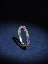 Maison héritage PARIS Złoty pierścionek "Colorful love" z szafirami rozmiar: 54. Żółte pierścionki damskie maison héritage PARIS, z szafirem, złote. Za 1,258.90 zł.