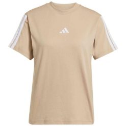 Damska Koszulka adidas Essentials 3-Stripes Cotton Lifestyle. Brązowe bluzki sportowe damskie Adidas, l, bez wzorów, z bawełny, bez kołnierzyka. Za 96.99 zł.