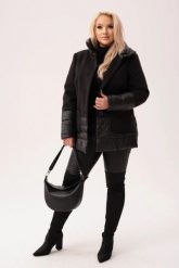 Czarna ocieplona kurtka Vera - dwa rodzaje tkanin PLUS SIZE XXL. Czarne kurtki damskie Moda Size Plus Iwanek, na jesień, plus size, bez wzorów, z materiału, bez kaptura. W wyprzedaży za 299.90 zł.