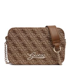 Torebka Guess. Brązowe torebki klasyczne damskie Guess, z aplikacjami, wizytowe, bez kołnierzyka, bez ramiączek. Za 219.99 zł.