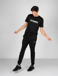 Les Hommes T-shirt Front Logo | LKT202 700P | Regular Fit Mercerized Cotton T-Shirt | Mężczyzna | Czarny. Czarne t-shirty męskie Les Hommes, m, bez wzorów, z bawełny, bez kołnierzyka. W wyprzedaży za 199.00 zł.