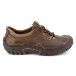KOMODO Buty męskie trekkingowe skórzane 936K brązowe. Brązowe buty trekkingowe męskie ze skóry, bez zapięcia. Za 377.80 zł.