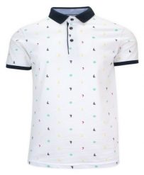 Koszulka POLO, Biała w Kotwice, Marinistyczna, Męska, Krótki Rękaw, T-shirt. Białe koszulki polo męskie Le Marin, m, bez wzorów, z bawełny, bez ramiączek. Za 159.00 zł.