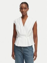 Marella Bluzka Bazar 2613161162 Biały Regular Fit. Białe bluzki damskie Marella, bez wzorów, z bawełny, bez kołnierzyka, bez ramiączek. Za 719.99 zł.