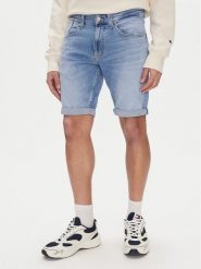 Tommy Jeans Szorty jeansowe Ronnie DM0DM20962 Niebieski Slim Fit. Niebieskie szorty męskie Tommy Jeans, z bawełny, bez kołnierzyka. Za 189.99 zł.
