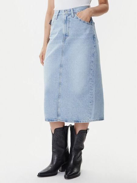 Levi's® Spódnica jeansowa 001VH-0001 Niebieski Regular Fit. Niebieskie spódniczki damskie s, bez wzorów, z bawełny. Za 249.99 zł.
