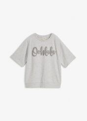 Bluza z mieszanki bawełny. Szare bluzy bez kaptura damskie bonprix, z bawełny. Za 84.99 zł.
