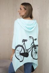 Bluza z nadrukiem roweru miętowa. Zielone bluzy z kapturem damskie KESI, l, z bawełny. Za 218.51 zł.