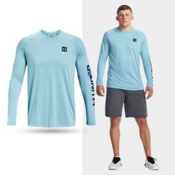 Koszulka longsleeve fitness męska UNDER ARMOUR z długim rękawem. Czarne t-shirty sportowe męskie Under Armour, m, bez ramiączek, do biegania. Za 169.99 zł.