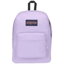 Plecak sportowo-turystyczny damski Superbreak Backpack pojemność 26 L. Fioletowe plecaki damskie JanSport, bez wzorów, z materiału, sportowe. Za 149.99 zł.
