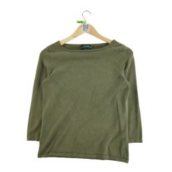 Second life - Damski sweter z jedwabiu w kolorze khaki - Stan bardzo dobry. Zielone swetry klasyczne damskie Ralph Lauren, bez kołnierzyka. Za 118.40 zł.