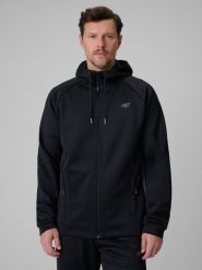 4F Bluza treningowa regular z kapturem męska - czarna M. Czarne bluzy sportowe męskie 4f, m, ze skóry. Za 199.99 zł.