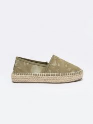 Espadryle damskie khaki LL274853 303. Zielone espadryle damskie Big Star, bez wzorów, z jeansu, bez obcasa. W wyprzedaży za 99.99 zł.