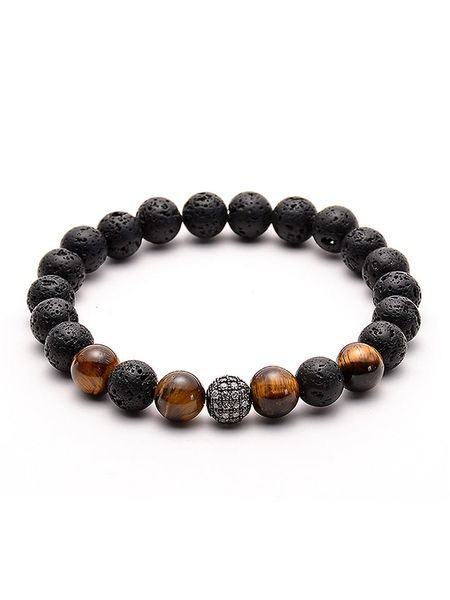 Uomo Bransoletka z kamieniami szlachetnymi rozmiar: onesize. Brązowe biżuteria dla mężczyzn Uomo, z cyrkonią, sztuczne. Za 91.56 zł.