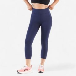 Legginsy do biegania krótkie damskie Kiprun Run 500 Comfort. Niebieskie legginsy damskie KIPRUN, l, bez wzorów, z elastanu. Za 89.99 zł.