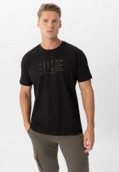 T-shirt męski czarny, Comfort Fit, T-EKIB. Czarne t-shirty męskie Volcano, m, bez wzorów, z bawełny, bez kołnierzyka. Za 69.99 zł.