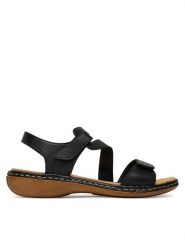 Rieker Sandały CEO-659C7-00 Czarny. Czarne sandały damskie Rieker, bez wzorów, ze skóry, bez obcasa, na płaskiej podeszwie. Za 319.99 zł.