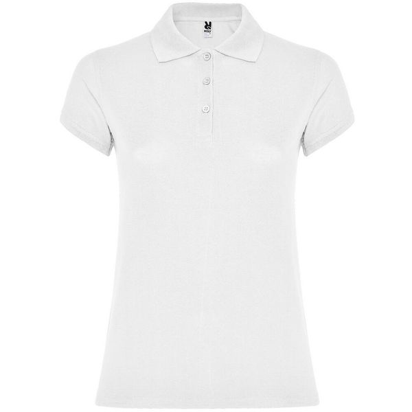 Damska Koszulka Polo W Gwiazdki. Białe bluzki sportowe damskie ROLY, xl, bez kołnierzyka, bez ramiączek. Za 60.99 zł.