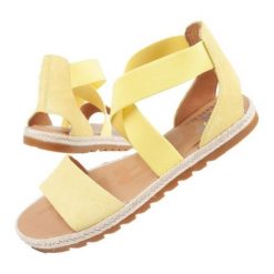 Sandały Sorel Ella Ii Sandal NL4049-757 żółte. Żółte sandały damskie bez wzorów, z gumy, bez obcasa. Za 212.19 zł.