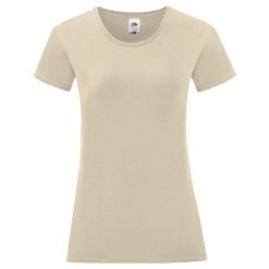 Koszulka Damska Z Bawełny Czesanej Iconic. Brązowe bluzki damskie Fruit of the Loom, bez wzorów, z bawełny, sportowe, bez kołnierzyka, bez ramiączek. Za 31.99 zł.