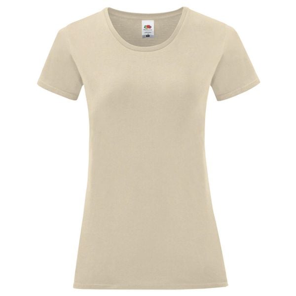 Koszulka Damska Z Bawełny Czesanej Iconic. Brązowe bluzki damskie Fruit of the Loom, bez wzorów, z bawełny, sportowe, bez kołnierzyka, bez ramiączek. Za 31.99 zł.