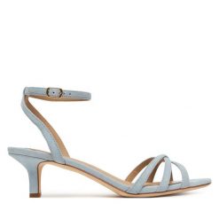 Sandały LAUREN RALPH LAUREN. Niebieskie sandały damskie Lauren Ralph Lauren, bez wzorów, bez obcasa, na szpilce. Za 729.99 zł.