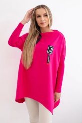 Bluza oversize z asymetrycznymi bokami fuksja. Czerwone bluzy bez kaptura damskie KESI, l, z bawełny. Za 209.11 zł.