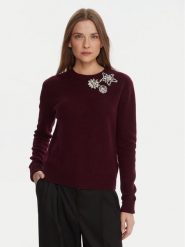 KAOS Sweter RI1KT022 Bordowy Regular Fit. Czerwone swetry klasyczne damskie KAOS, l, z wełny, bez kołnierzyka. Za 809.99 zł.