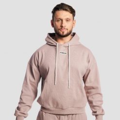 Bluza męska z kapturem oversize Aura Roux. Brązowe bluzy sportowe męskie GYMBEAM, bez wzorów, z bawełny, bez kołnierzyka, bez ramiączek. Za 139.90 zł.
