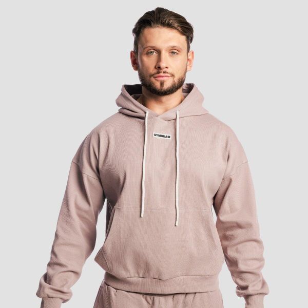 Bluza męska z kapturem oversize Aura Roux. Brązowe bluzy sportowe męskie GYMBEAM, bez wzorów, z bawełny, bez kołnierzyka, bez ramiączek. Za 139.90 zł.