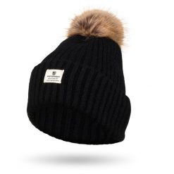 Czapka czarny Peterson PTN HAT-08. Czarne czapki zimowe damskie Peterson, z futra. Za 44.00 zł.
