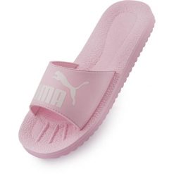 Klapki damskie Puma Purecat. Czerwone klapki damskie Puma, bez wzorów, z materiału, bez obcasa. Za 59.00 zł.