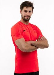 Koszulka sportowa męska Nike Park Vii. Czerwone t-shirty sportowe męskie Nike, m, z materiału, bez ramiączek, do piłki nożnej, dri-fit (nike). Za 104.95 zł.