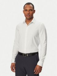 Calvin Klein Koszula LV019EU092 Biały Slim Fit. Białe koszule męskie CALVIN KLEIN, m, bez wzorów, z syntetyku, bez kołnierzyka, bez ramiączek. Za 409.99 zł.