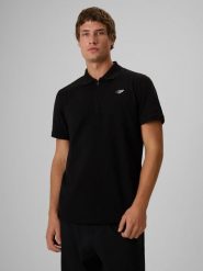 4F Koszulka polo regular męska - czarna XL. Czarne koszulki polo męskie 4f, m, bez wzorów, z dzianiny, bez ramiączek. Za 99.99 zł.