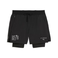 Męskie szorty 2 w 1 PUMA x HYROX PWRMODE 2" PUMA. Czarne szorty męskie Puma, bez wzorów, z materiału, klasyczne. Za 299.00 zł.