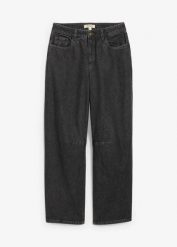 Jeansy typu barrel, mid waist. Szare jeansy damskie bonprix. Za 154.99 zł.