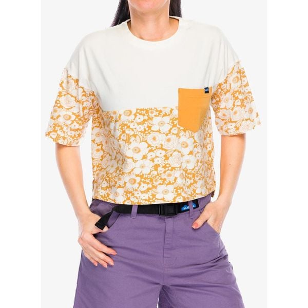 Koszulka bawełniana damska Kavu Bondi. Żółte bluzki sportowe damskie KAVU, z bawełny, bez kołnierzyka, bez ramiączek. Za 140.99 zł.