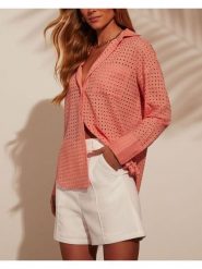 Milan Kiss Bluzka w kolorze jasnoróżowym rozmiar: L. Pomarańczowe bluzki damskie Milan Kiss, l, bez wzorów, bez kołnierzyka, bez ramiączek. Za 165.99 zł.