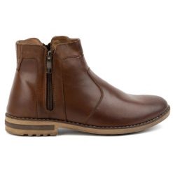 KOMODO Buty męskie skórzane zimowe sztyblety ocieplane 887K brązowe. Brązowe sztyblety męskie na zimę, ze skóry, bez zapięcia. Za 438.49 zł.