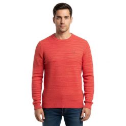 Sweter turystyczny męski Napapijri. Czerwone swetry męskie Napapijri, m, bez wzorów, z bawełny, bez kołnierzyka. Za 260.70 zł.