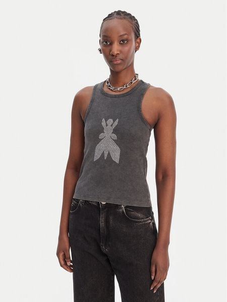 Patrizia Pepe Top 8M1768/J373-S763 Szary Slim Fit. Szare topy damskie Patrizia Pepe, m, bez wzorów, z bawełny, bez kołnierzyka. Za 479.99 zł.