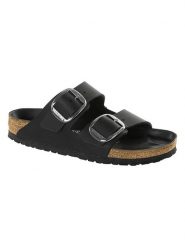 Birkenstock Skórzane klapki "Arizona" w kolorze czarnym rozmiar: 40. Czarne klapki damskie Birkenstock, bez wzorów, z nubiku, bez obcasa. Za 558.67 zł.
