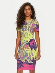Versace Jeans Couture Sukienka codzienna 76HAO9P9 Żółty Regular Fit. Żółte sukienki damskie Versace Jeans Couture, na co dzień, xs, bez wzorów, z bawełny, bez kołnierzyka, bez ramiączek, proste. Za 919.99 zł.