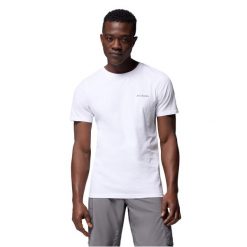 T-shirt sportowy z krótkim rękawem męski Rapid Ridge Back Graphic Tee II. Białe t-shirty męskie Columbia, m, bez wzorów, z bawełny, bez kołnierzyka. Za 99.99 zł.
