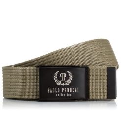 Pasek parciany PAOLO PERUZZI PW-13-95 cm beżowy khaki. Brązowe paski męskie Paolo Peruzzi, bez wzorów, z materiału. Za 34.99 zł.