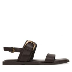 Sandały Tamaris. Brązowe sandały damskie Tamaris, bez wzorów, bez obcasa, na płaskiej podeszwie. Za 299.99 zł.