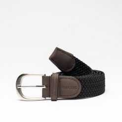 Pasek do spodni do golfa Inesis pleciony. Czarne paski męskie INESIS, bez wzorów, z materiału, eleganckie. W wyprzedaży za 24.99 zł.
