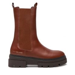 Sztyblety Tommy Hilfiger. Czarne botki damskie Tommy Hilfiger, bez obcasa, na płaskiej podeszwie, bez zapięcia. Za 599.99 zł.